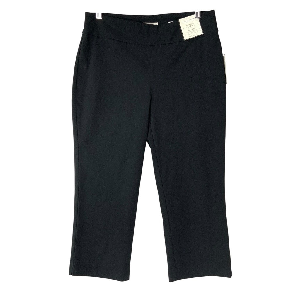 Dana Buchman Slimming Black Straight Capri Pants S Pull-On Mid Rise Stretch NEW